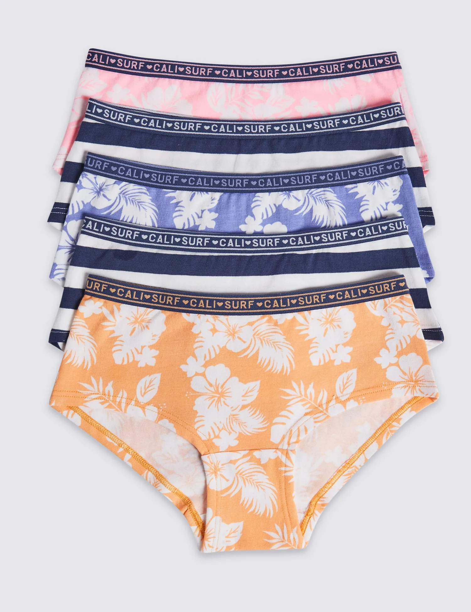 5 Pack Cotton Floral Shorts with Stretch