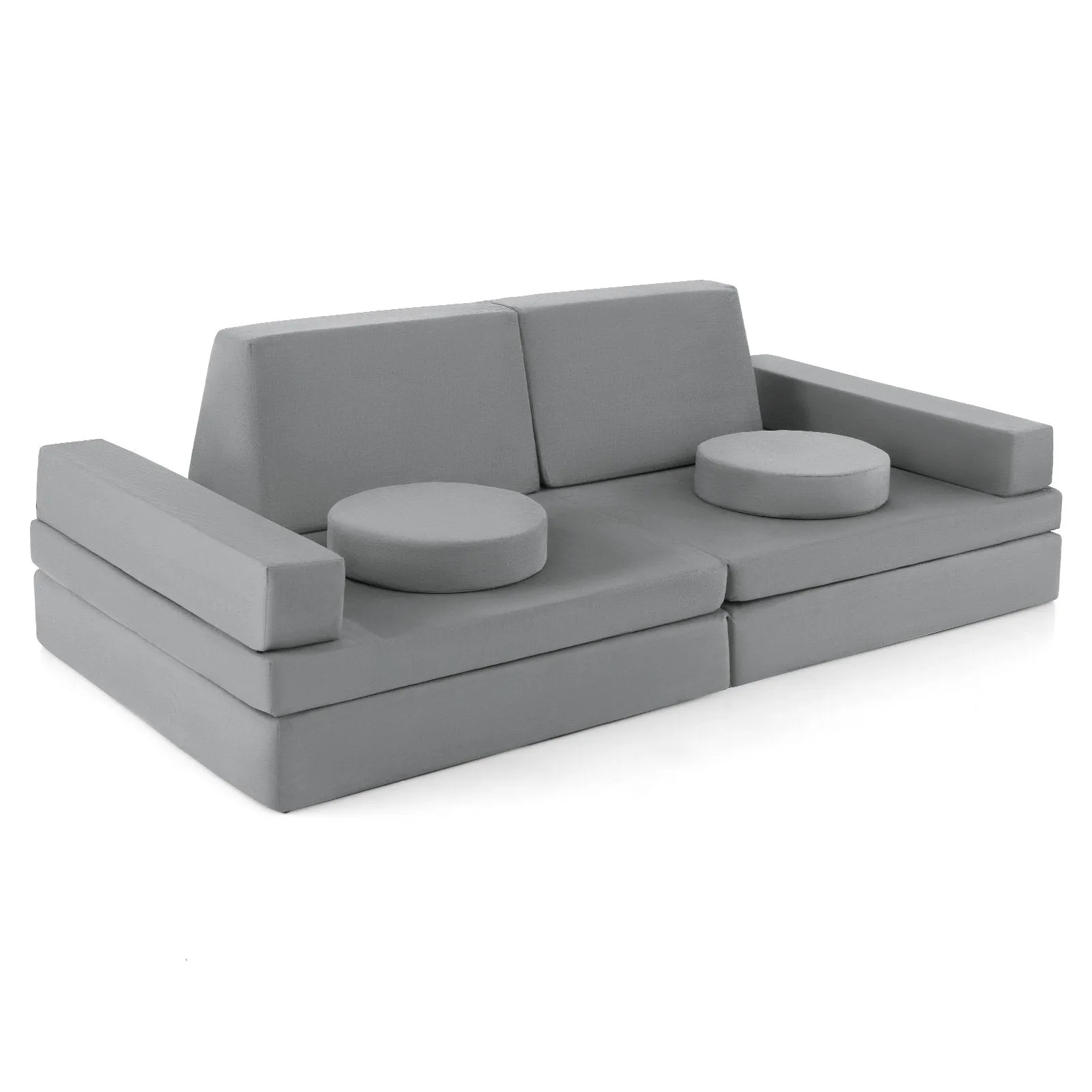 8-Piece Kids Play Couch Sofa with Portable Handle-Gray