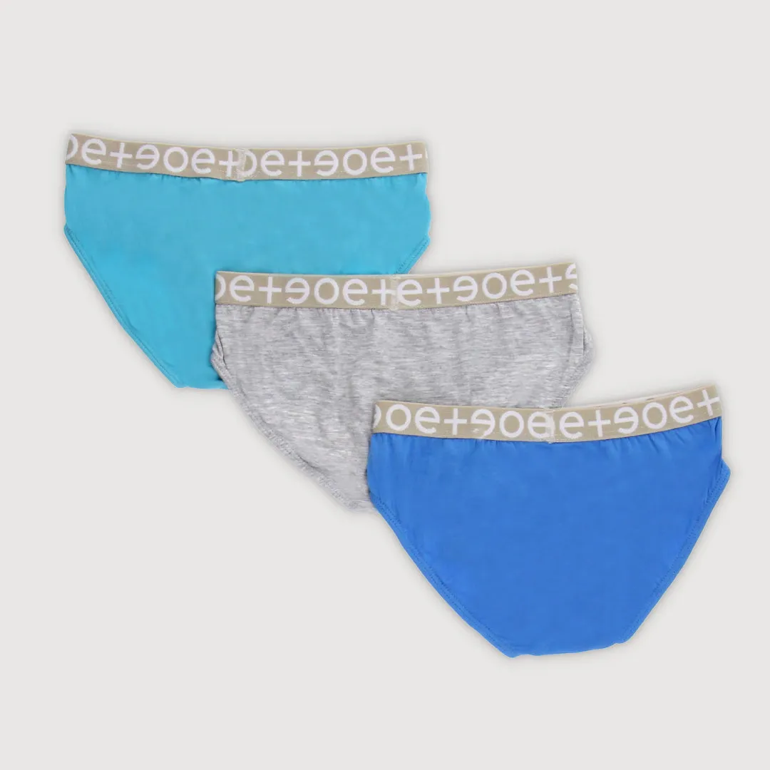 All Things Wonder Bamboo Toddler Boy Underwear Briefs 3PC Bundle (Blue)