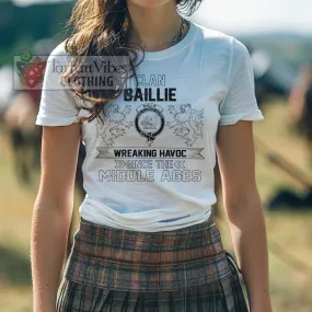 Baillie (Bailey) Family Crest 2D Cotton Women's T-Shirt Wreaking Havoc Style