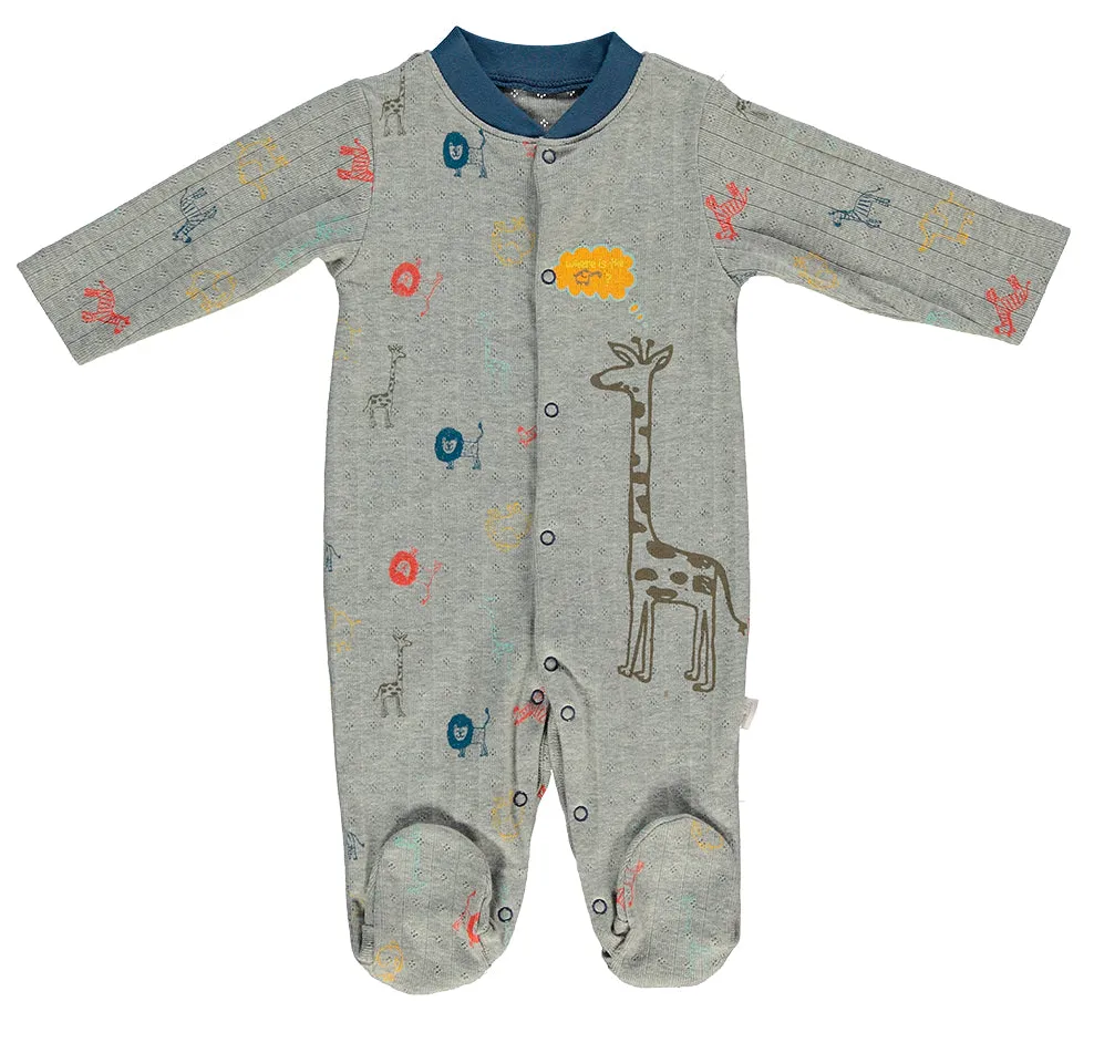 Bebetto Safari Cotton Sleepsuit Grey (0-9mths)