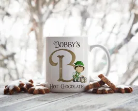 Boy Elf Initial Christmas Mug