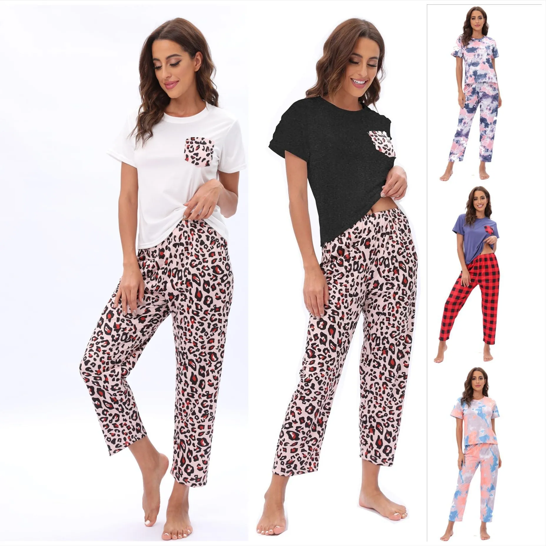 Casual Patterned T-Shirt and Capri Pants Set