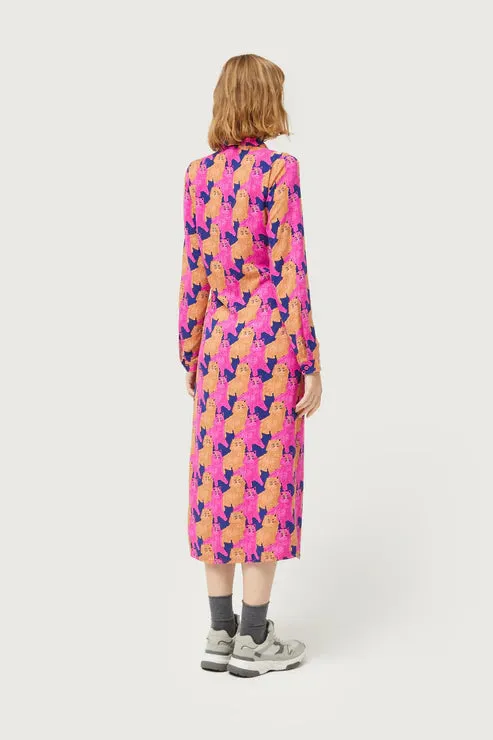 Cat Print Shirt Dress