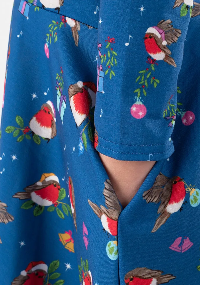 Children's Christmas Robin Print Dress (Rudy)