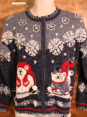 Cutest 80s Bear and Snow Christmas Sweater