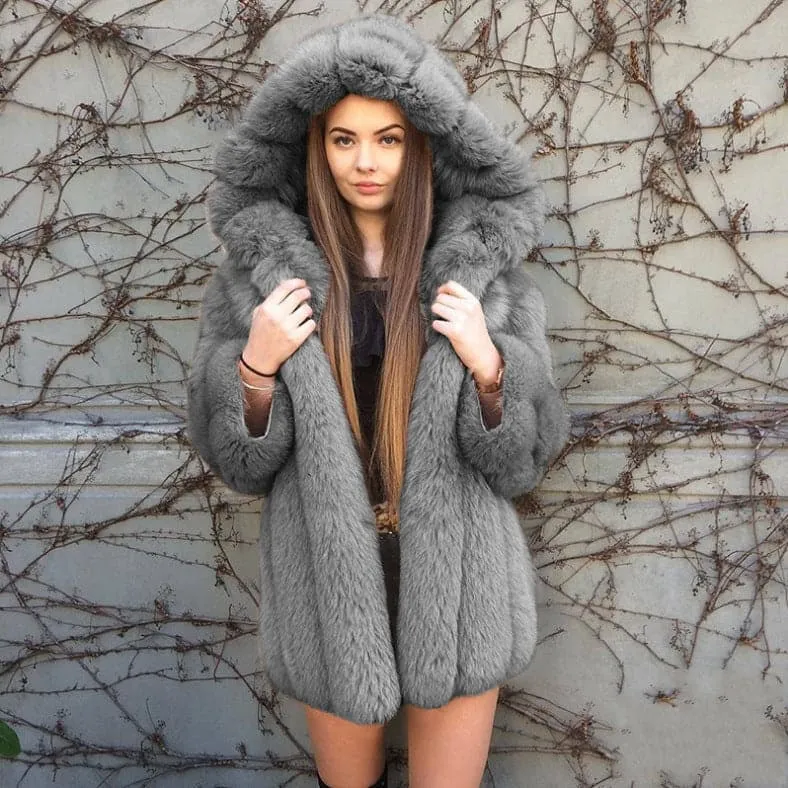 DressBetty - Trendy Style Large Hat  Warm-keeping Coat Winter Fox Fur