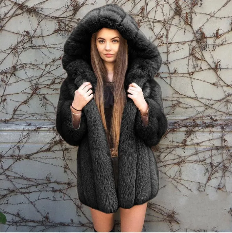 DressBetty - Trendy Style Large Hat  Warm-keeping Coat Winter Fox Fur