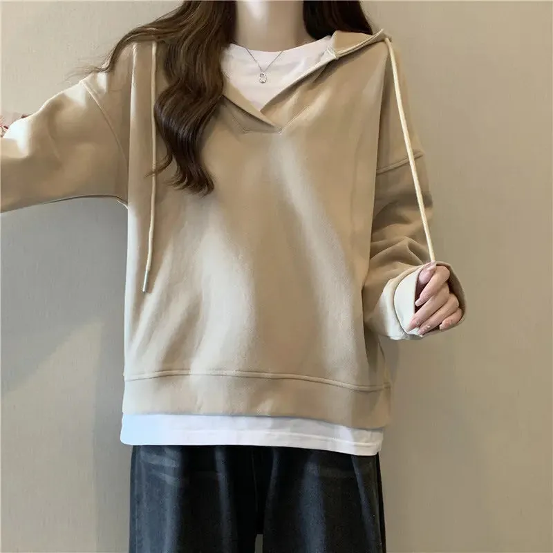 Loose Slimming Patchwork Two-piece Hoodie