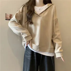 Loose Slimming Patchwork Two-piece Hoodie