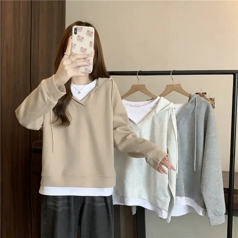 Loose Slimming Patchwork Two-piece Hoodie