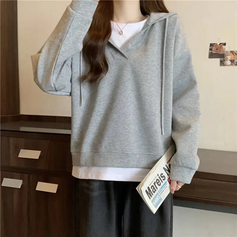 Loose Slimming Patchwork Two-piece Hoodie