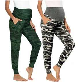 Maternity  Women Camouflage Pants, Stretchy Comfortable Pants High Waist Slim Maternity Leggings