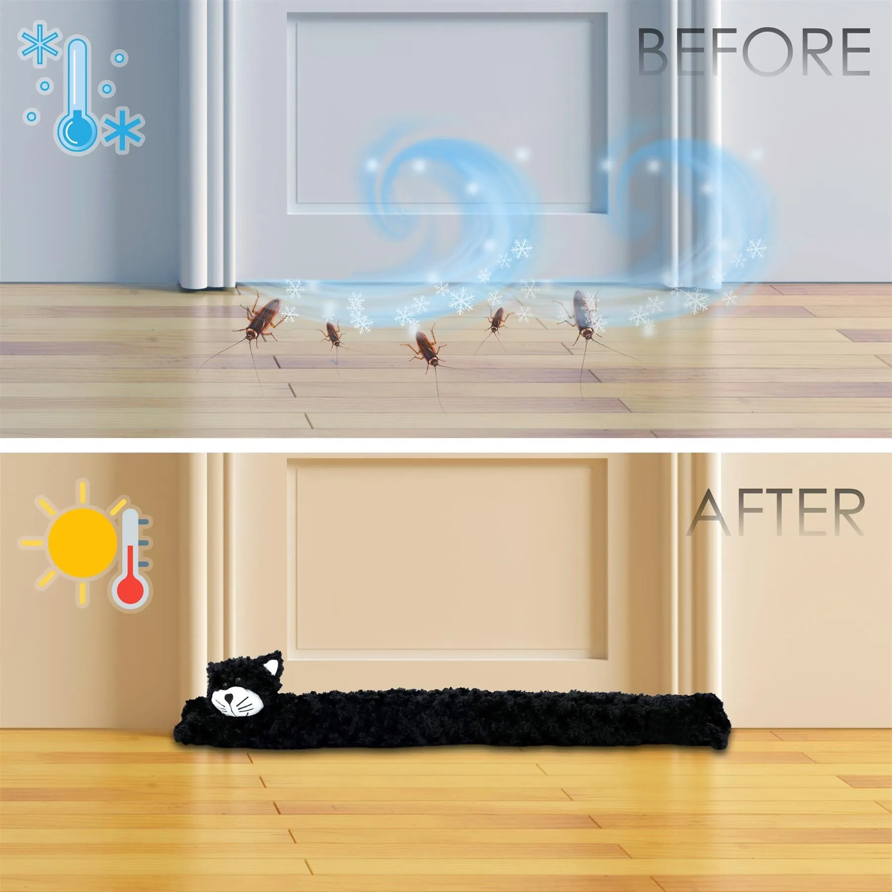 Novelty Black Cat Draught Excluder for Doors