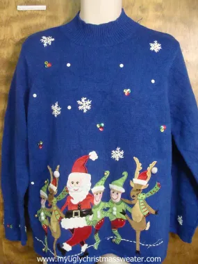 Santa and Friends Cancan Cute Christmas Sweater