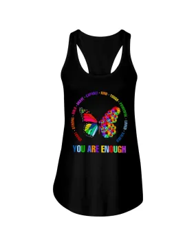 You Are Enough Butterfly And Flower Next Level Ladies Racerback Tank